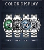 Montre mécanique pour homme TEVISE 795, bracelet en acier inoxydable, boîtier en alliage, verre minéral renforcé, cadran lumineux, montre-bracelet décontractée