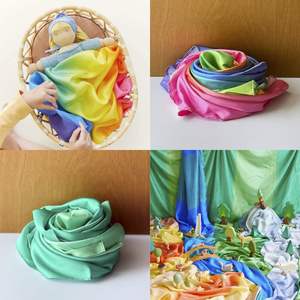 Tissu sensoriel en soie arc-en-ciel pour jeu, peinture murale créative pour chambre d'enfant, jouet éducatif de jeu de rôle pour la construction d'imaginaires - Product Image 2