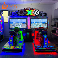 Simulateur de course de moto de luxe à mouvement dynamique pour 2 joueurs, jeu d'arcade de conduite à monnayeur pour parcs d'attractions et centres de divertissement familial