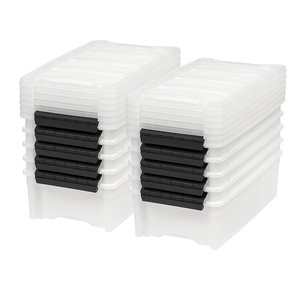 Pearl Plastic Storage Bin Tote Organizing Container storage box with Durable Lid and Secure Latching Buckles