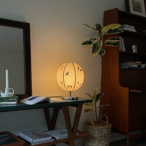 Retro Spherical Cotton Linen Table Lamp With Embroidered Design For Living Room Bedroom Bedside Use E26 LED 220V Switch Control - Product Image 3
