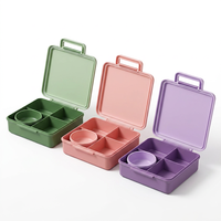 Boîte à lunch pour enfants avec impression de dessins animés, 4 compartiments, avec bol à soupe, anti-fuite, compatible micro-ondes, sans BPA, avec poignée, rentrée scolaire 2026