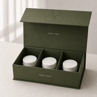 Boîte cadeau vert olive à trois compartiments, impression personnalisée, fermeture magnétique rigide, pliable, vente en gros, directement de l'usine, emballage plat