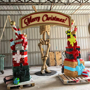 Statue géante d'arche <span class=keywords><strong>de</strong></span> Noël en fibre <span class=keywords><strong>de</strong></span> verre pour décoration extérieure, avec boîtes cadeaux empilées, pour cadeaux <span class=keywords><strong>de</strong></span> Noël surdimensionnés - Product Image 2