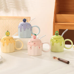 Mug en céramique créatif Macaron Fruit, design élégant, tasse à boire pour la maison et les couples, tasses et soucoupes mignonnes pour café et thé - Product Image 2