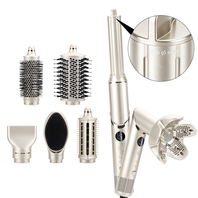 Multi Hair Styling Tools 8 in 1 Air Styler with Adjustable Left & Right Curling Barrel, High-Speed Ionic Hair Dryer Curling Iron