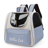 Mochila de Transporte para Mascotas, Diseño Astronauta en Beige y Azul Claro, con Ventilación Lateral, Plegable, Portátil, para Viajes al Aire Libre, para Gatitos y Cachorros