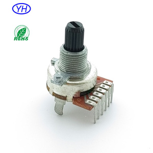 Potenciómetro rotatorio estéreo de alta calidad para guitarra, tipo vertical de 16 mm, con eje aislado de 10k 50k y 6 pines para control de volumen de radio. - Product Image 2