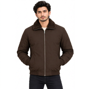 Chaqueta Casual de Invierno para Hombre EXONE INDUSTRIES, con Forro de Sherpa Marrón, Ligera, Gruesa, de Poliéster/Nailon, con Cuello Alto y Cierre, Resistente al Viento - Product Image 1