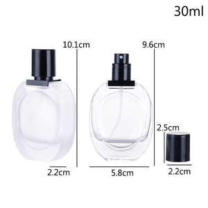Bouteilles de parfum en verre transparent dépoli portatives de forme ovale classique de 30ml en gros B103-30 avec bouchon à vis noir et tête de pulvérisation - Product Image 6