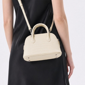Sac en cuir véritable motif crocodile pour femme, grande capacité, sac à main de banlieue, sac à bandoulière zippé, sac de plage rétro, sac bowling - Product Image 5