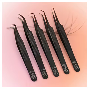 Wholesale Fiber Grip Lash Tweezers Professional Eyelash Extension Tweezer Slim Pointed Tip 45 Degree <b>Precision</b> <b>Tool</b> for Volume - Product Image 2