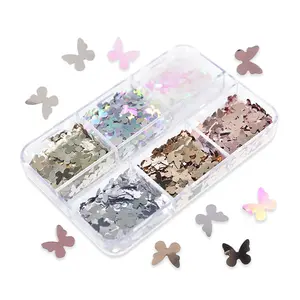 Unghie etichettatura privata farfalla Nail Art Glitter paillettes accessori per unghie di bellezza nuova moda stampa di alta qualità su