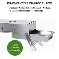 Fabricant de grills de barbecue d'extérieur pour le marché européen, grill de table au charbon de bois pliable en acier inoxydable, service OEM