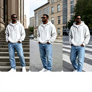 Felpa con Cappuccio Autunno/Inverno da Uomo, Versatile e Trendy, Pullover con Stampa 3D, Manica Lunga, Texture Waffle, Zip Frontale, Hua Mian - Product Image 3