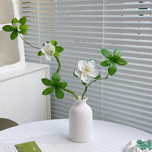 Fleur d'azalée artificielle Qingyu Chronicle, branche unique, fleur en soie blanche, décoration intérieure, ornement de bureau - Product Image 1