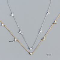 FUAMAY Alibaba - Collar Clásico de Plata 925 con Cadena de Eslabones y Circonitas, Diseño de Flor Triple Unisex, Ideal para Aniversario
