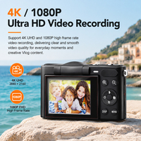 Cámara Portátil para Vlogs 4K, 64MP, AF, Pantalla IPS Giratoria de 2.4 Pulgadas, MP3, Juegos, Detección de Movimiento, Grabadora Recargable para Principiantes, Uso en Exteriores