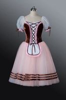 Tutu de danse rouge Giselle pour filles et femmes, robe de ballerine pour spectacle sur scène, longue robe de tutu de danse classique