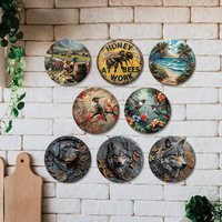 Vente en gros de plaques métalliques rondes personnalisées de 30cm Planches Voiture Bière Poulet Chien Animal Plaque en fer blanc Bar Maison Publicité Décoration murale