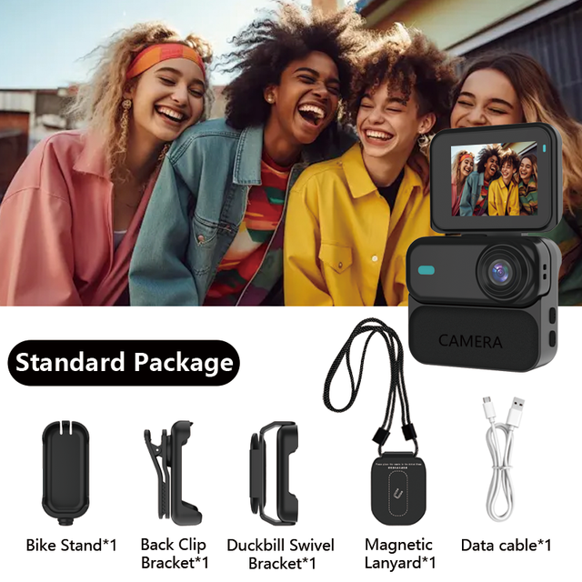 Pocket 4K Action Camera with Wide Angle Lens and WiFi Preview for Outdoor Adventure Travel and Sports Recording