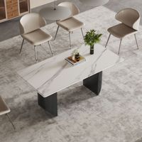 Mesa de Comedor Moderna de Mármol ATUNUS, Mesas Rectangulares para Sala de Estar, Muebles para el Hogar con Tablero de Mármol y Patas de Hierro