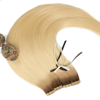 Extensions de cheveux naturels Remy de haute qualité, à base d'un seul donneur européen, avec bandes adhésives
