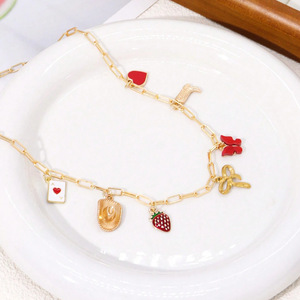 Bijoux <span class=keywords><strong>de</strong></span> mode Collier Mignon Martin Bottes Or Papillon Fraise Denim Chapeau Style Unique Pendentif Charmes Cadeaux - Product Image 3