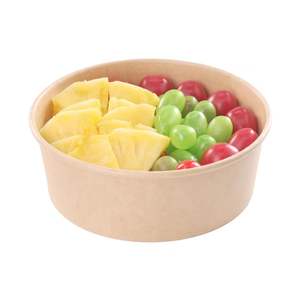 Copo de papel redondo quadrado descartável kraft aquecível à prova d'água com logotipo personalizado para papel e salada com tampa PE - Product Image 3