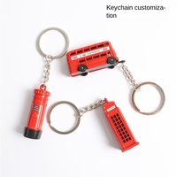 Porte-clés 3D Symbole de Londres : Bus Rouge, Cabine Téléphonique, Boîte aux Lettres – Charme Souvenir de Voyage du Royaume-Uni pour Touristes et Voyageurs