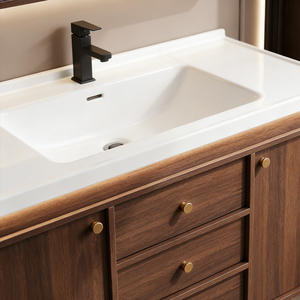 <span class=keywords><strong>Mobile</strong></span> da <span class=keywords><strong>Bagno</strong></span> di Lusso Stile Mid-Century Moderno con Armadietto a Specchio LED e Ampio Spazio di Archiviazione - Product Image 6