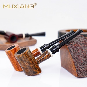 Muxiang Wooden Tobacco Pipe Straight Handle 9mm Filter Core Handmade Solid Wood Smoking Pipe - Product Image 1