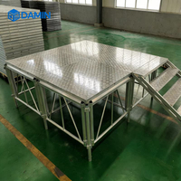 Scène mobile réglable en hauteur en aluminium et contreplaqué de haute qualité, personnalisable pour événements, 1x2m, 1.22x1.22m, 1.22x2.44m