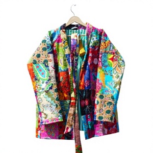 Bohemian Handmade 100% Cotton Quilted Quick Dry Soft Reversible Floral Indian Design Women's Jacket <b>Patchwork</b> Winter Wear All - Product Image 1