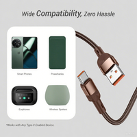 Câble de transfert de données HYTO 100W 5A USB vers Type-C pour OPPO OnePlus WARP/VOOC/FLASH, charge super rapide, 1,2 m, nylon tressé, 480 Mbps