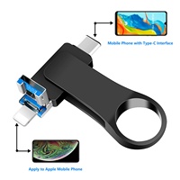 Ventas de fábrica de alta velocidad 3 en 1 3,0 OTG Metal USB Flash Drive Compatible con iPhone iPad PC
