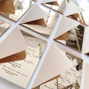 Tùy Chỉnh Sang Trọng Thiệp Mời Với Phong Bì Tự Niêm Phong Sáp Con Dấu Gương Hoàn Thành Thiệp Chúc Mừng Acrylic Lời Mời Đám Cưới - Product Image 4