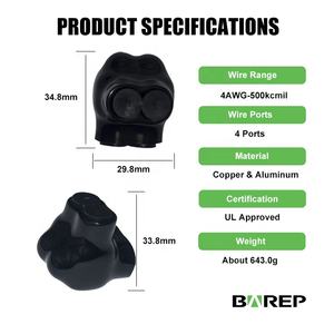 ขั้วต่อสายไฟแบบฉนวนสองด้าน Barep ได้รับการรับรองมาตรฐาน UL สำหรับสายไฟขนาด 4-14AWG แบบ <span class=keywords><strong>2</strong></span> ช่อง - Product Image 2