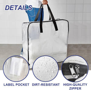 Travel Moving <strong>Bag</strong> Reinforced Handle Extra Large Capacity Zipper Closet Quilt Blanket Organizer <strong>Bags</strong> Transparent <strong>Storage</strong> <strong>Bags</strong> - Product Image 3