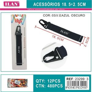 Portachiavi Ilan 18,5x2,5 cm in nylon blu scuro con gancio in metallo per borse e accessori - Product Image 3