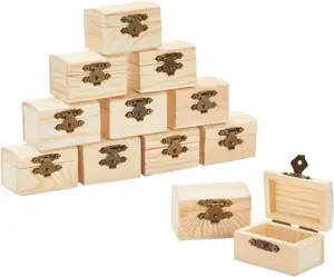 공예용 힌지 뚜껑이있는 나무 보물 상자 상자