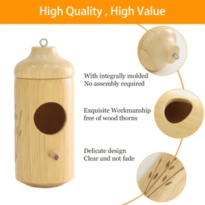 Wooden Hummingbird House Hanging <b>Bird</b> <b>Feeder</b> Weather Resistant Polished <b>Bird</b> Nest Garden Decor - Product Image 2