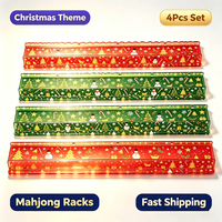 Ensemble de 4 supports à tuiles de Mahjong sur le thème de Noël, cadeau de jeu de fête de Noël pour les passionnés de Mahjong, accessoires de Mahjong américains