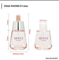 Flacon cosmétique en verre de 30 ml à marque privée, flacon compte-gouttes pour sérum visage et essence avec bouchon argenté électroplaqué
