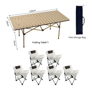 Hot Bán Nhà Sản Xuất Giá Cắm Trại Ngoài Trời Thép Carbon Có Thể Gập Lại Bảng Và Ghế Đặt Trứng Cuộn Bảng Với 6 Ghế - Product Image 3