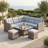 Ensemble de canapé en rotin d'extérieur avec cadre en aluminium et table relevable réglable en hauteur, meubles de jardin pour la terrasse