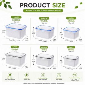 Custom Food Storage <b>Container</b> with Drain Basket and Airtight Lid for <b>Refrigerator</b> Fruit & Vegetable Organizer - Product Image 2
