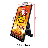 Affichage numérique LCD extérieur 55 pouces, étanche, en forme de A, anti-poussière, mobile, haute luminosité, batterie, écran tactile publicitaire