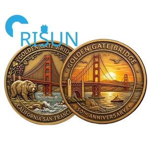 Pièces de monnaie commémoratives de <span class=keywords><strong>voyage</strong></span> en or avec impression UV 3D, motif Ours grizzly de Californie, San Francisco, Pont Golden Gate - Product Image 5