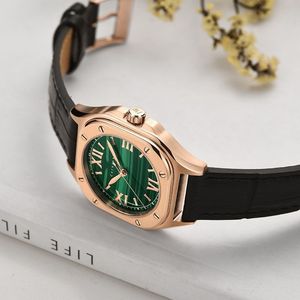 OEM Custom-Made Fashionable Ladies Watch with Green Square Face Stainless Steel and Leather Band Boutique Design Processing - Product Image 3